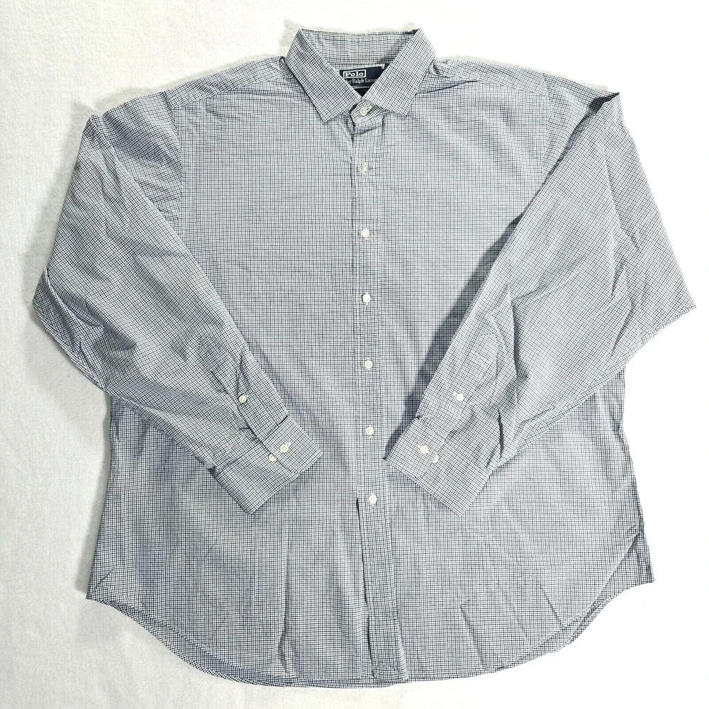 Polo Ralph Lauren Estate Shirt Mens 18 2XL Blue Classic Fit Button Up